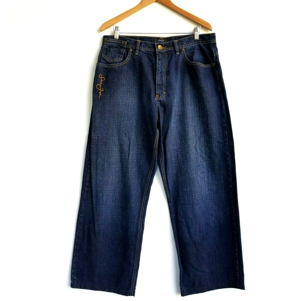 Sean John Sz 34 Straight Relaxed Baggy Blue Denim Cotton Jeans Hip Hop Skater